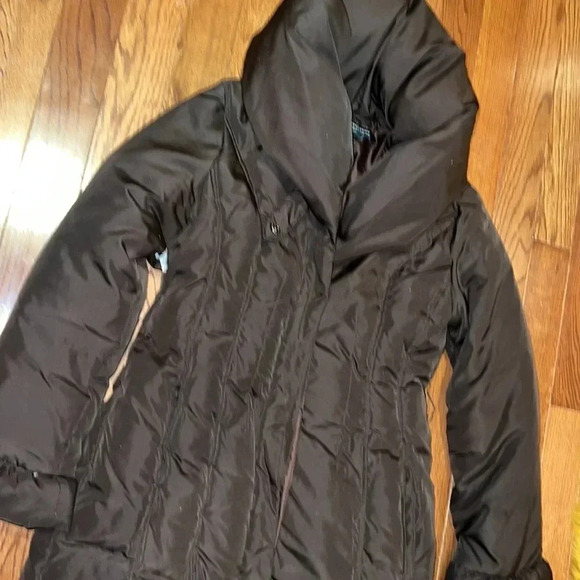 Coffee shop chocolate brown puffer down  jacket Sz L - Picture 16 of 16